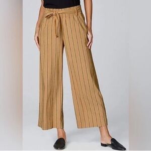 J. Jill Emilie Wide Leg Linen Stretch Cropped Pant Stripe Yellow Ochre Size 2X